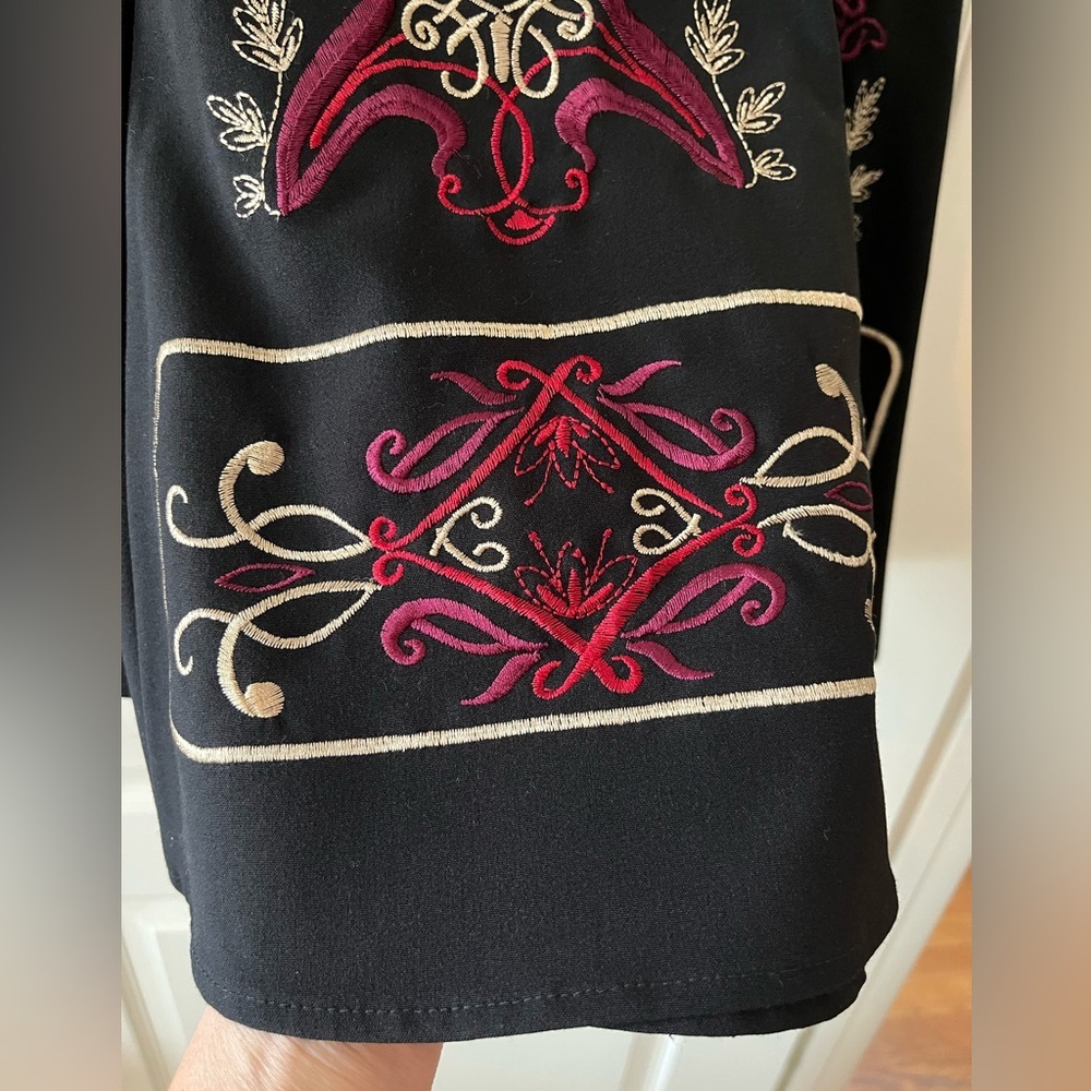 Sunny Leigh Elegant Black Patterned Mid-Length Skirt Women’s Size 14 - Picture 3 of 16